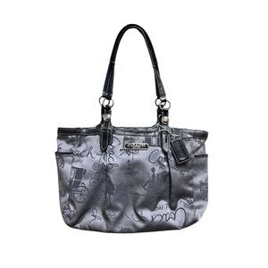 Coach Horse Carriage East West Gallery Tote Shoulder Bag F16563 Gray Black